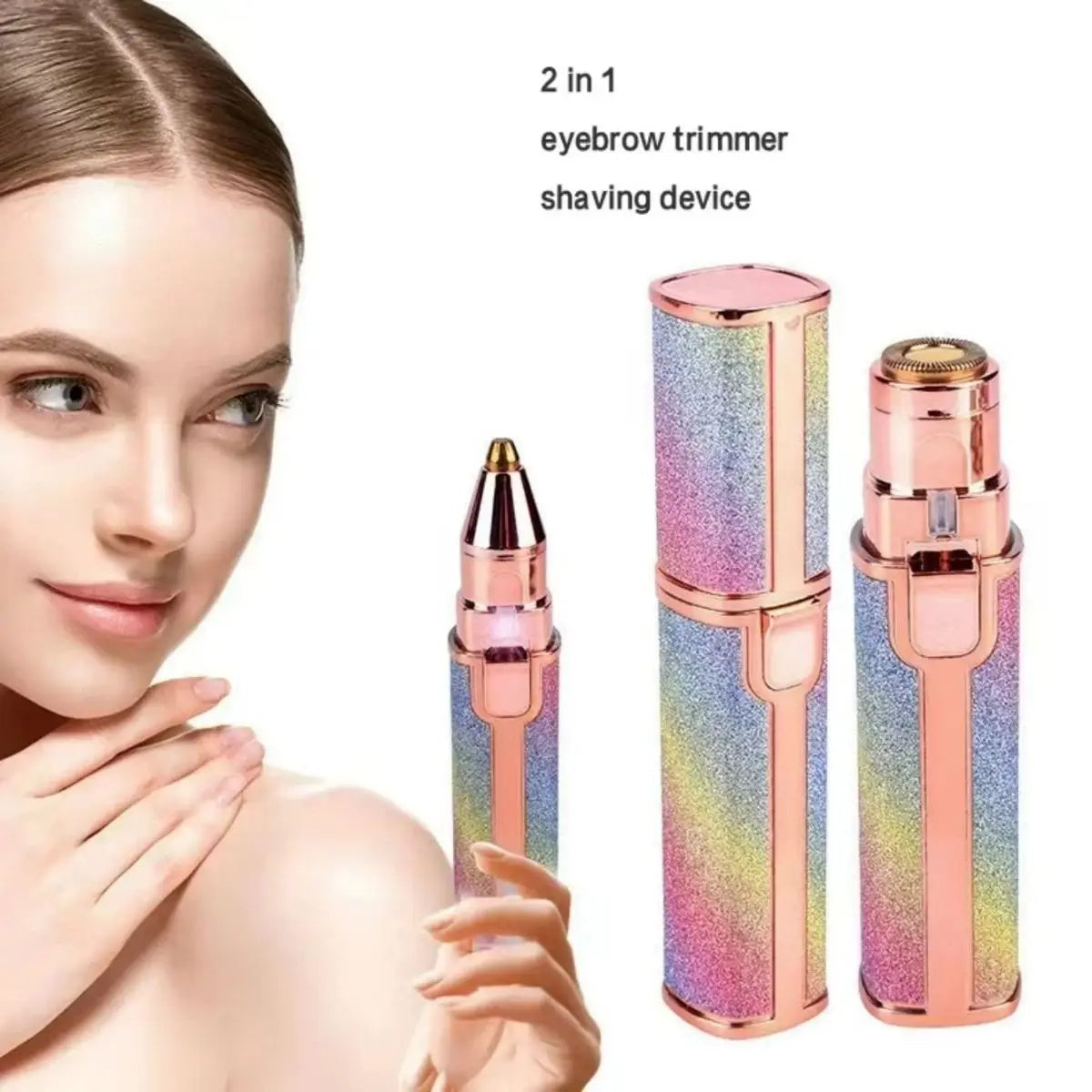 2 in 1 Electric Eyebrow Trimmer & Facial Shaver – Rechargeable Hair Remover for Women